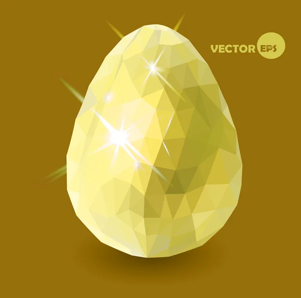 Golden easter egg on the gold background. Happy Easter, religion traditional. Easter vector background made in polygonal graphic. Single golden chicken egg. — Stock Vector