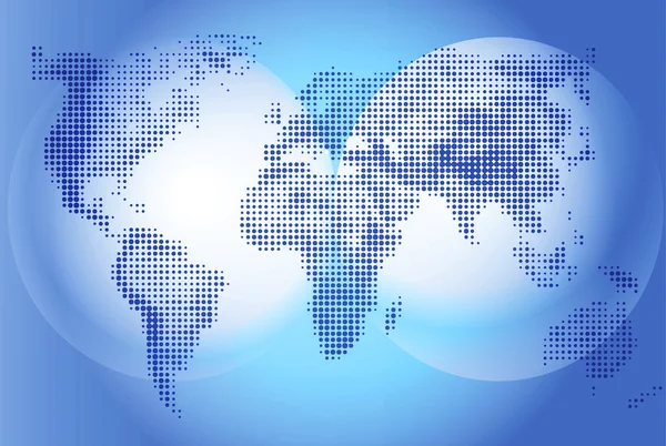 Mapa do mundo Ilustração sobre fundo azul, geografia. Continentes e oceano mundial. Mundo globo vetorial mapas detalhados. Gráficos vetoriais para projetos de design e apresentações, painel informativo — Vetor de Stock