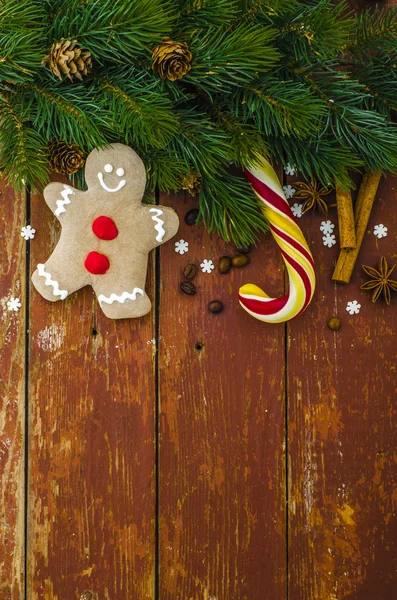Christmas Holiday Background. Gingerbread Man — Stock Photo, Image