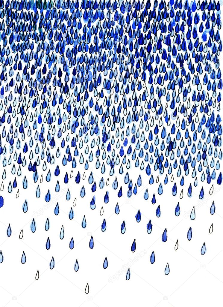 Watercolor illustration of abstraction rain