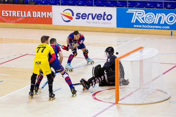 Alguns Jogadores Ação Jogo Espanhol League Entre Barcelona Vendrell Pontuação — Fotografia de Stock