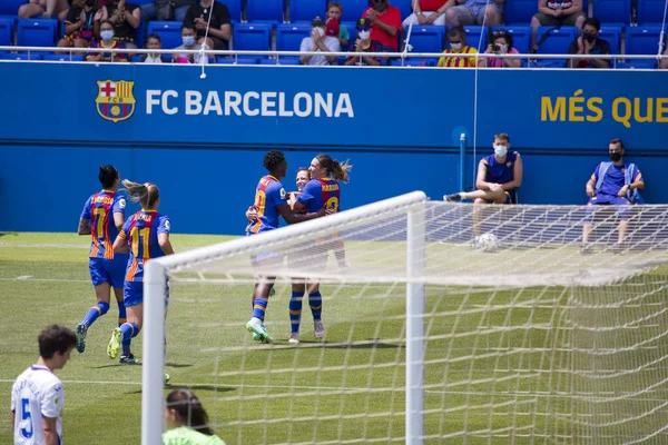 Fcb Spelare Firar Ett Mål Women Football Spanish League Match — Stockfoto