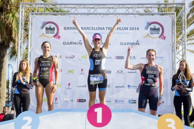 Women triathlon podium clipart