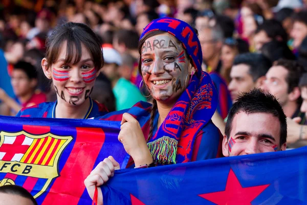 Apoiantes do FC Barcelona — Fotografia de Stock