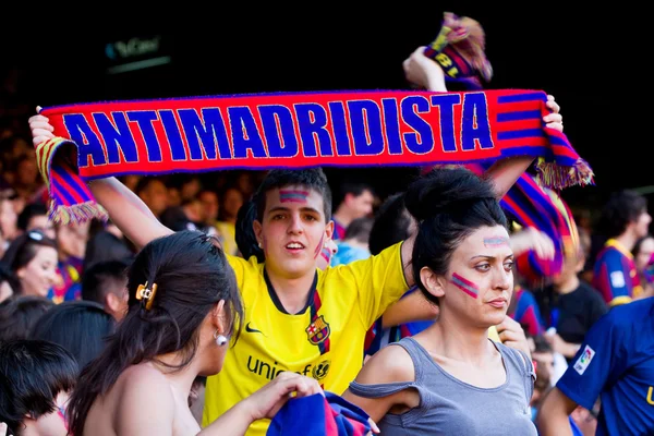 Apoiantes do FC Barcelona — Fotografia de Stock