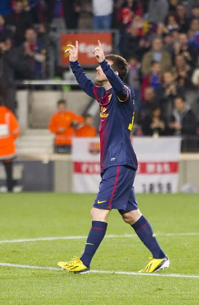 Leo Messi celebração objetivo — Fotografia de Stock