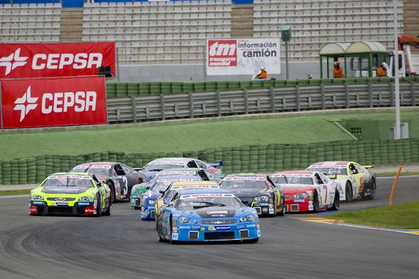 Some cars compete at Race of Nascar Whelen Euro Series — Stock Photo, Image