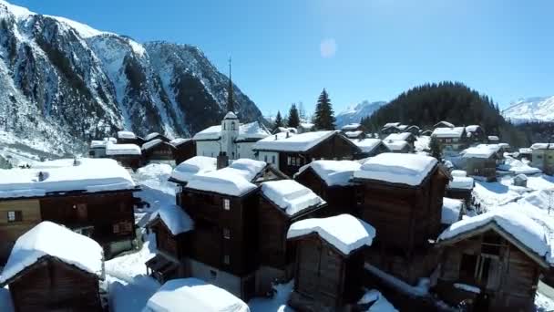 Inverno villaggio neve — Video Stock