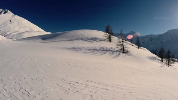 Nieve paisaje de invierno — Vídeos de Stock