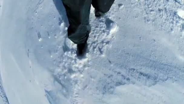 Promenader i snö. — Stockvideo