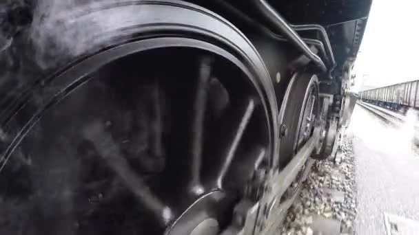 Smoking steam engine train. — Stock Video