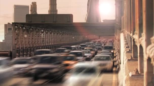 Engarrafamento de trânsito lapso de tempo ao pôr do sol nyc — Vídeo de Stock