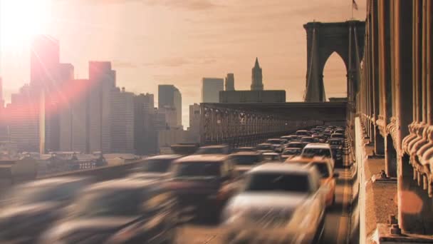 Engarrafamento de trânsito lapso de tempo ao pôr do sol nyc — Vídeo de Stock