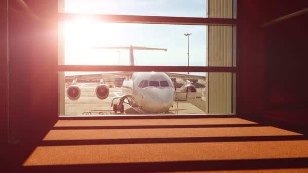 飞机在机场航站楼 — 图库视频影像