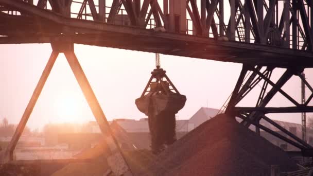 Crane moving sand. — Stock Video