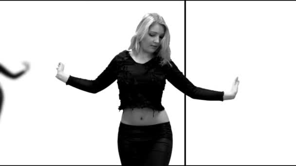 Mladá žena ukazující moderní taneční kroky — Stock video
