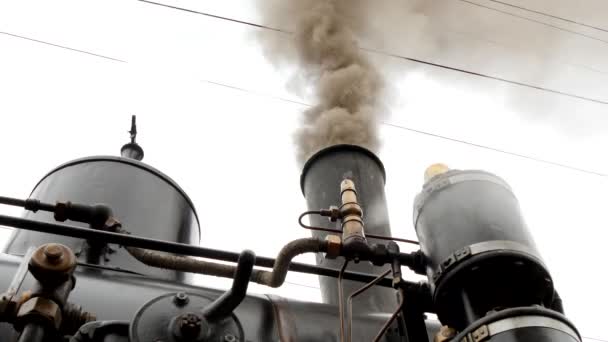 Fumar locomotora tren de vapor — Vídeos de Stock