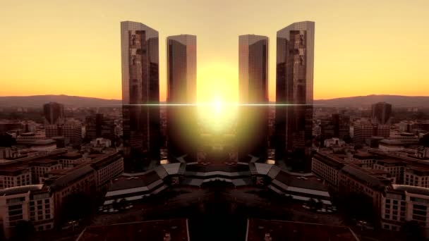 Futuristické Panorama při západu slunce