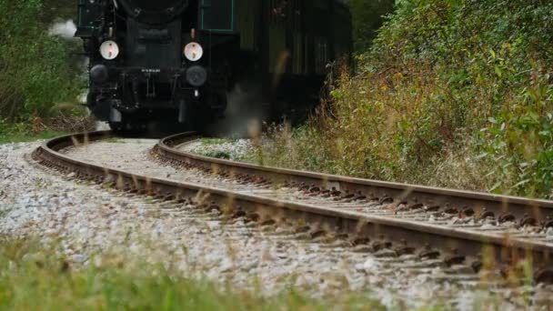 Trein Overstekende op spoor weg — Stockvideo