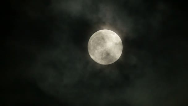 Полная луна на ночном небе — стоковое видео
