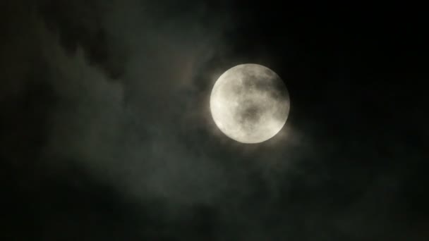 Luna llena en el cielo nocturno — Vídeos de Stock