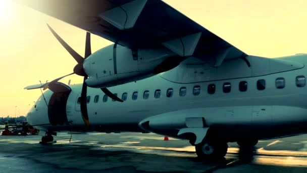 Airplane standing at airport — Stock Video