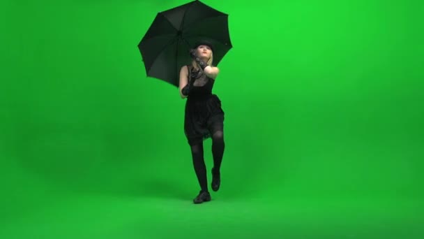 Woman dancing with umbrella — Stock Video