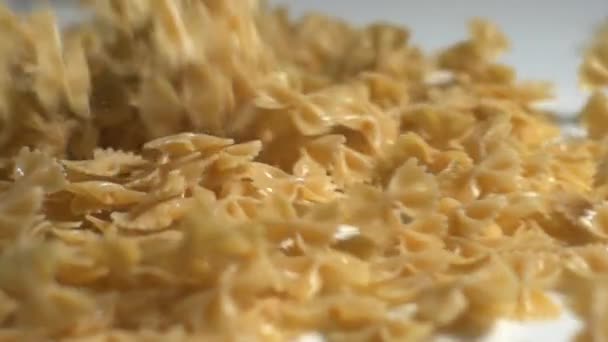 Pasta släppa på vit bakgrund — Stockvideo