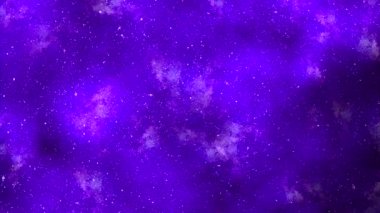 Yıldızlar ve sisle dolu mor nebula bulutu, DJ setleri için sinematik festival arkaplanı