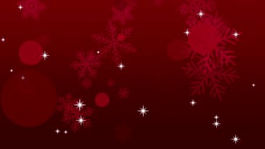 İnce kar taneleri olan zengin kırmızı arka plan yumuşak Bokeh yıldızları sıcak sıcak tatil atmosferi