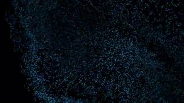 akışkan akım oluşturan mavi parçacıklar, siyaha doğru çağlayan elektrik parıltısı