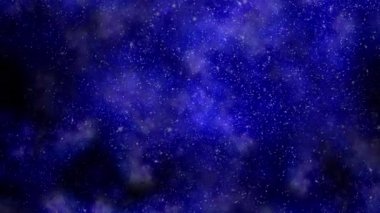 Derin mavi nebula bulutları kozmos boyunca sürükleniyor, yıldız alanı ince parıltılarla parlıyor.