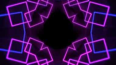 morumsu ve neon poligonlar dönen mandala, çıtır çıtır ana hatlar ve ritmik şekiller oluştururlar.