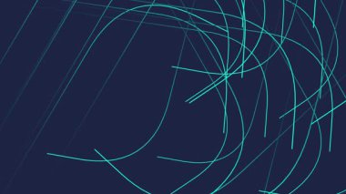 deniz mavisi ince kablo çizgileri koyu ekran üzerinde sürüklenir, ağ görselleştirmesi temizdir