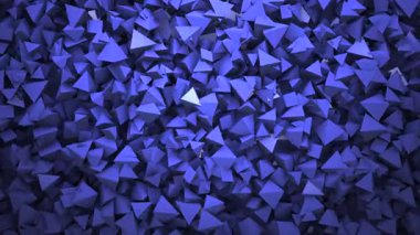 3 boyutlu derinliğe sahip mavi üçgen mozaik, çivit mavisi üçgenlerin yoğun dağılımı