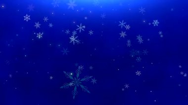 Narin kar taneleri serpiştirilmiş, gece mavisi arka plan.