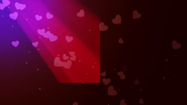 Pembe ve kırmızı ışıkları olan karanlık kulüp sahnesi parti için ideal kalp konfetisi.