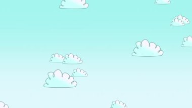 Bulutlu pastel turkuaz gökyüzü, çocuk odası ve çocuklar için kusursuz bir döngü.