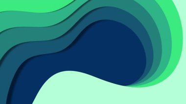 Ekranda akan yeşil katmanlı dalga şekilleri, okyanusa benzeyen kağıt kesikli hatlar