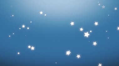 Yüzen yıldızlı mavi arka plan ve hafif parıltı, yumuşak hareket tatil için mükemmel.