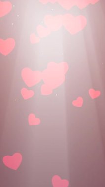 Süzülen Pembe Kalpler, Yumuşak Işınlar ve Tozlu Bokeh, Nazik Parçacıklar ve Konfeti, Moody Loop Mükemmel