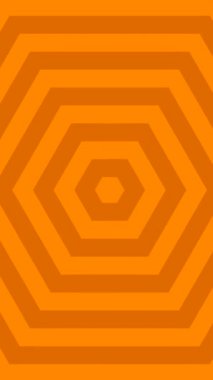 Orange Concentric Hexagons Pulsing In Loop, Retro Target Pattern With Bold Saturated Rings And Centered Focus, Great For Arcade,