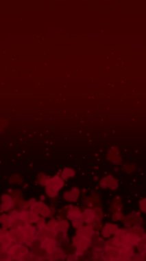 Gölgeli dipten yükselen kestane rengi Konfeti Kalpler, Yumuşak Parçacıklar ve Nazik Bokeh Sinematik Atmosfer Oluşturur