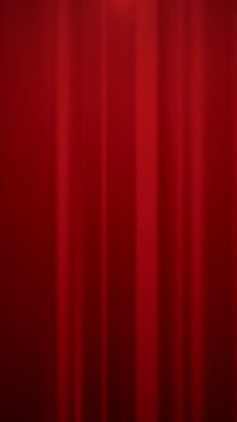 Dikey kıvrımları ve derin gölgeleri olan kırmızı kadife sahne perdesi, teatral ruh hali, gösterişli dokusu, spot ışığı potansiyeli ve zengin
