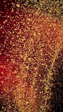 Siyah Arkaplan Üzerindeki Kırmızı Altın Parıltısı, Sinema Yavaş Hareket Parçacıkları Ember Tozu Gibi Sürükleniyor, Titreyen Bokeh