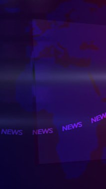 Koyu Mavi Haber Arkaplanı Harita Siluetleri ve Kaydırma Etiketi ile, Zarif Mor Işıklandırma Ciddi Cilalı Tonlama Kırmak İçin