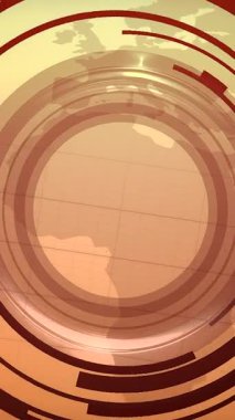 Dönen Yüzüklerle Sepia Globe Sahnesi ve Sıcak Harita Silüeti, Arşivli Klasik Belgesel Ruh Durumu