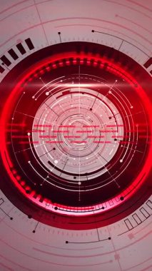 Red Alert Hud With Concentric Radar Rings And Target Graphics, Urgent Breaking News Vibe, Scanning Motion