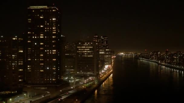 New York stad på natten — Stockvideo
