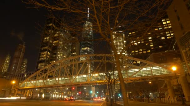 Urban city scene at night — Stock Video